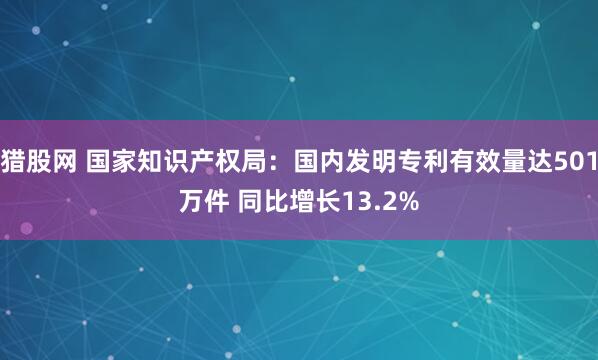 猎股网 国家知识产权局：国内发明专利有效量达501万件 同比增长13.2%