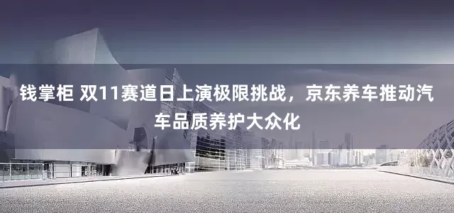 钱掌柜 双11赛道日上演极限挑战，京东养车推动汽车品质养护大众化